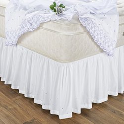 Saia Para Cama Box Solteiro Windsor Branco ou Palha Saia Para Cama Box Solteiro Windsor Branco ou Palha