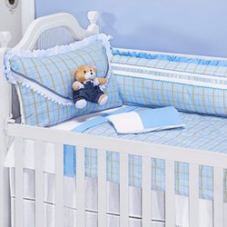 Kit de Berço Americano Puff Bebê Menino Azul Kit de Berço Americano Puff Bebê Menino Azul