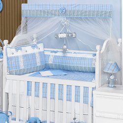 Kit de Berço Americano Dênis Bebê Menino Azul Kit de Berço Americano Dênis Bebê Menino Azul
