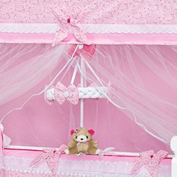 Móbile Para Berço de Bebê Menina Pink Branco - Rosa Móbile Para Berço de Bebê Menina Pink Branco - Rosa
