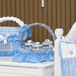 Cesta Decorada Denis Azul Bebê Menino Cesta Decorada Denis Azul Bebê Menino