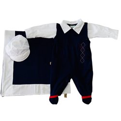 Saída de Maternidade Menino Chic Azul Marinho 100% Algodão Saída de Maternidade Menino Chic Azul Marinho 100% Algodão