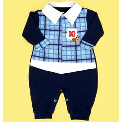 Macacão de Bebê Menino Esporte Azul Marinho Manga Longa Macacão de Bebê Menino Esporte Azul Marinho Manga Longa