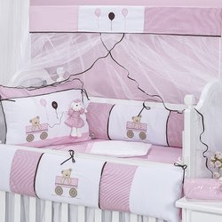 Kit Para Berço Americano Ursa Duda Rosa 09 Peças 100% Algodão Kit Para Berço Americano Ursa Duda Rosa 09 Peças 100% Algodão