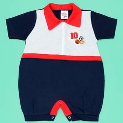 Macacão de Bebê Menino Manga Curta Esporte Azul Marinho Macacão de Bebê Menino Manga Curta Esporte Azul Marinho