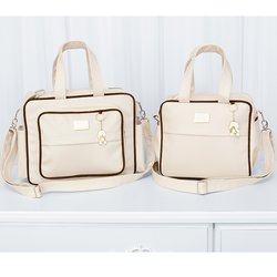 Conjunto de Bolsas Maternidade Glamour Palha 2 Peças Tamanho P e M Conjunto de Bolsas Maternidade Glamour Palha 2 Peças Tamanho P e M