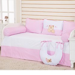Kit Cama Babá Ursa Aconchego Rosa 6 Peças 100% Algodão Kit Cama Babá Ursa Aconchego Rosa 6 Peças 100% Algodão