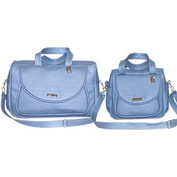 Conjunto de Bolsas Maternidade Elegance Azul 2 Peças Tamanho P e M Conjunto de Bolsas Maternidade Elegance Azul 2 Peças Tamanho P e M