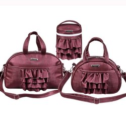 Conjunto de Bolsas Maternidade Frufru Vermelho 3 Peças Conjunto de Bolsas Maternidade Frufru Vermelho 3 Peças