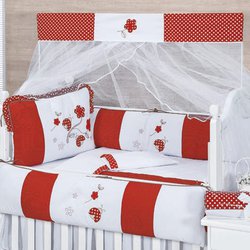 Kit Berço Joaninha Vermelho 100% Algodão 9 Peças Kit Berço Joaninha Vermelho 100% Algodão 9 Peças