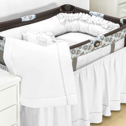 Kit Para Berço Desmontável Branco 09 Peças 100% algodão Kit Para Berço Desmontável Branco 09 Peças 100% algodão