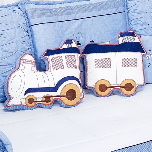 Almofada Decorativa Train Azul 2 Peças