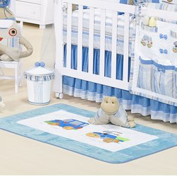 Tapete de Pelúcia Aventura Azul Antiderrapante Quarto Bebê Menino Tapete de Pelúcia Aventura Azul Antiderrapante Quarto Bebê Menino