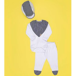 Conjunto Baby Fofo Branco com Azul 4 Peças Conjunto Baby Fofo Branco com Azul 4 Peças