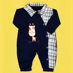 Macacão de Bebê Menino Girafa Azul Marinho - Xadrez Manga Longa Macacão de Bebê Menino Girafa Azul Marinho - Xadrez Manga Longa