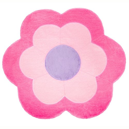 Tapete de Pelúcia Floral Pink Antiderrapante Quarto de Bebê Menina