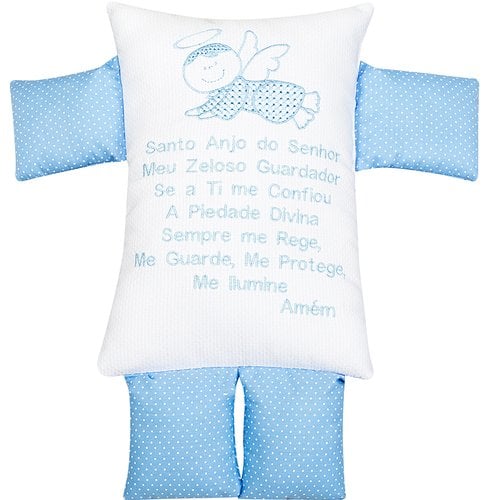 Enfeite Decorativo Naninha Baby Azul Oração Santo Anjo