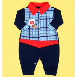 Macacão de Bebê Menino Esporte Azul Marinho com Vermelho Manga Longa Macacão de Bebê Menino Esporte Azul Marinho com Vermelho Manga Longa