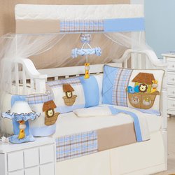 Kit Berço Arca Baby Azul e Palha Kit Berço Arca Baby Azul e Palha