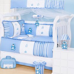 Kit Berço Americano Com Mosquiteiro Quarto de Bebê Menino Urso Sentinela Kit Berço Americano Com Mosquiteiro Quarto de Bebê Menino Urso Sentinela