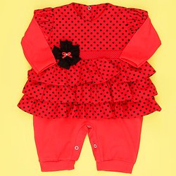Macacão de Bebê Menina Melissa Vermelho Manga Longa Macacão de Bebê Menina Melissa Vermelho Manga Longa