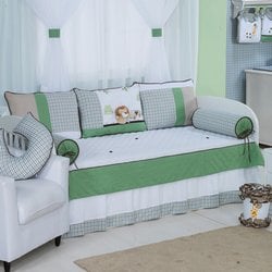 Kit Cama Babá Safari Verde 6 Peças Bebê Menino 100% Algodão Kit Cama Babá Safari Verde 6 Peças Bebê Menino 100% Algodão