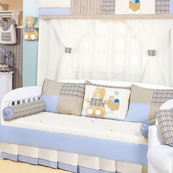Kit Cama Babá Urso Fofo Azul 6 Peças Bebê Menino 100% Algodão Kit Cama Babá Urso Fofo Azul 6 Peças Bebê Menino 100% Algodão