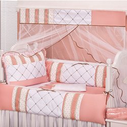 Kit Cama Babá Júlia Salmão 6 Peças + Cortina Kit Cama Babá Júlia Salmão 6 Peças + Cortina
