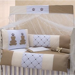 Kit de Berço Americano Majestade Urso Cáqui 9 Peças 100% Algodão Kit de Berço Americano Majestade Urso Cáqui 9 Peças 100% Algodão