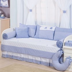 Kit Cama Babá Urso Azul 6 Peças Bebê Menino 100% Algodão Kit Cama Babá Urso Azul 6 Peças Bebê Menino 100% Algodão