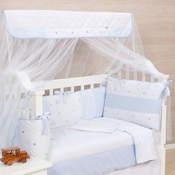 Kit de Berço Lipe Azul Claro Americano Com Mosquiteiro 9 Peças Kit de Berço Lipe Azul Claro Americano Com Mosquiteiro 9 Peças