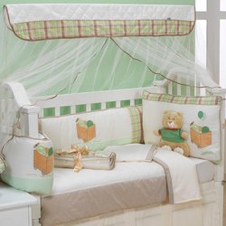 Kit de Berço Urso Fofo Verde Americano Com Mosquiteiro 9 Peças Kit de Berço Urso Fofo Verde Americano Com Mosquiteiro 9 Peças