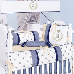 Kit de Berço Americano Classic Príncipe Marinho 9 Peças 100% Algodão Kit de Berço Americano Classic Príncipe Marinho 9 Peças 100% Algodão