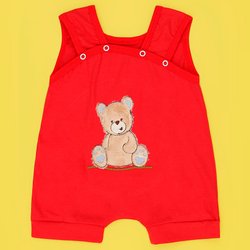 Jardineira de Bebê Menina Ursinha Vermelho Jardineira de Bebê Menina Ursinha Vermelho