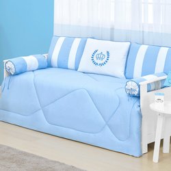Kit Cama Babá Coroa Azul 6 Peças 150 Fios 100% Algodão Kit Cama Babá Coroa Azul 6 Peças 150 Fios 100% Algodão