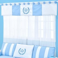 Cortina Para Quarto de Bebê Coroa Azul 2,00M Cortina Para Quarto de Bebê Coroa Azul 2,00M