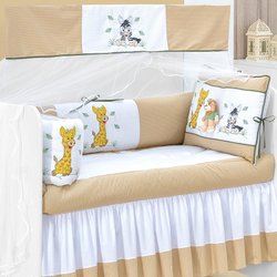 Kit de Berço Americano Safari Bege 9 Peças 100% Algodão Kit de Berço Americano Safari Bege 9 Peças 100% Algodão