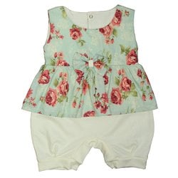 Macacão de Bebê Verão Floral Verde Macacão de Bebê Verão Floral Verde