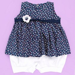 Macacão de Bebê Menina Verão Florzinha Azul - Branco Macacão de Bebê Menina Verão Florzinha Azul - Branco