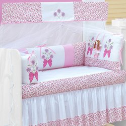 Kit de Berço Americano Menina Rosa 9 Peças 100% Algodão Kit de Berço Americano Menina Rosa 9 Peças 100% Algodão