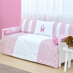 Kit Cama Babá Menina Rosa 6 Peças 150 Fios 100% Algodão Kit Cama Babá Menina Rosa 6 Peças 150 Fios 100% Algodão