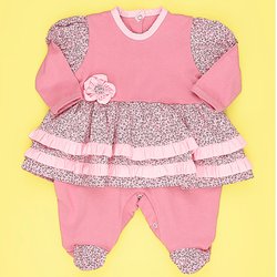 Macacão Bebê Menina Manga Longa Elegance Rosê Macacão Bebê Menina Manga Longa Elegance Rosê
