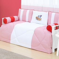 Kit Cama Babá Urso Marinheiro Vermelho 6 Peças 150 Fios 100% Algodão Kit Cama Babá Urso Marinheiro Vermelho 6 Peças 150 Fios 100% Algodão
