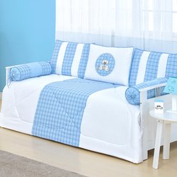Kit Cama Babá Realeza Azul 6 Peças 150 Fios 100% Algodão Kit Cama Babá Realeza Azul 6 Peças 150 Fios 100% Algodão