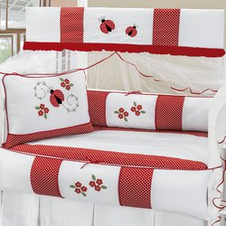 Kit de Berço Americano Joaninha Vermelho 8 Peças 100% Algodão Kit de Berço Americano Joaninha Vermelho 8 Peças 100% Algodão