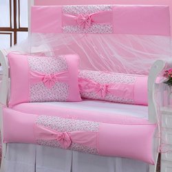 Kit de Berço Americano Elegance Rosa 8 Peças 100% Algodão Kit de Berço Americano Elegance Rosa 8 Peças 100% Algodão