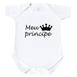Body de Bebê Manga Curta Meu Príncipe Branco M Body de Bebê Manga Curta Meu Príncipe Branco M