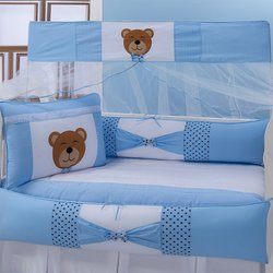 Kit de Berço Americano Soninho Azul 8 Peças 100% Algodão Kit de Berço Americano Soninho Azul 8 Peças 100% Algodão