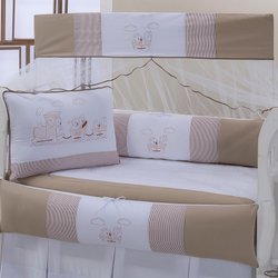 Kit de Berço Americano Trenzinho Cáqui 8 Peças 100% Algodão Kit de Berço Americano Trenzinho Cáqui 8 Peças 100% Algodão