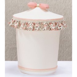 Lixeira Quarto de Bebê Charme Floral Salmão - Palha Lixeira Quarto de Bebê Charme Floral Salmão - Palha
